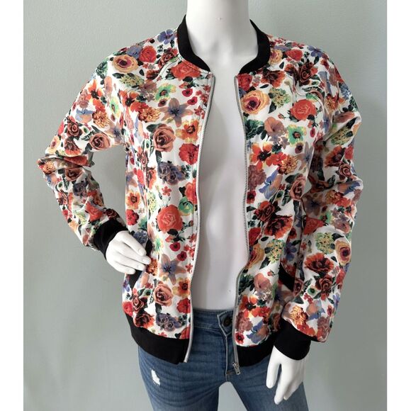 Xhilaration Girls Satin Floral Bomber Jacket size XL 14/16 - Picture 7 of 8